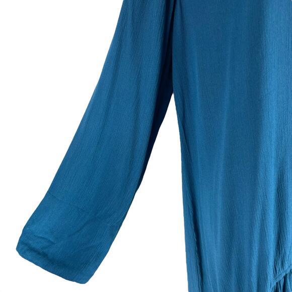 Soft Surroundings Mirabella Moroccan Ruffle Dress Lagenlook Teal Size M - Picture 5 of 8